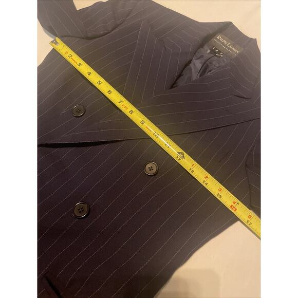 Ralph Lauren Collection Classic Navy Pinstripe Wool Jacket Blazer 2 Double Peak - Picture 7 of 10